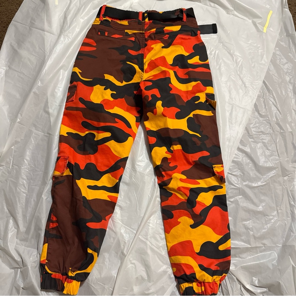 VIP Camouflage Pants in Red, Orange, and Black